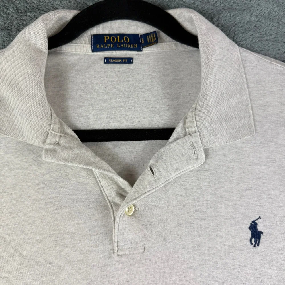 Polo Ralph Lauren Classic Fit Heathered Gray Short Sleeve‎ Polo Shirt Mens L